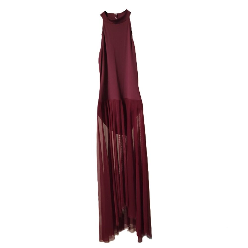 Natalie Dancewear Maroon Dark Red Dance Ballet Costume Dress Mesh Skirt Medium